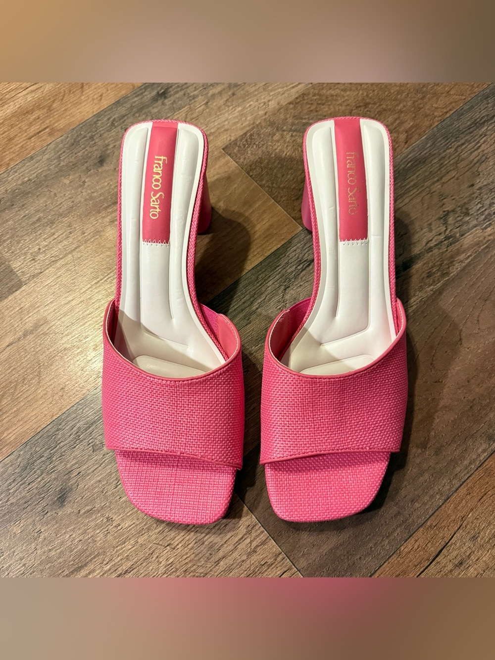 Franco Sarto Hot Pink Textured Open-Toe Slide Mules